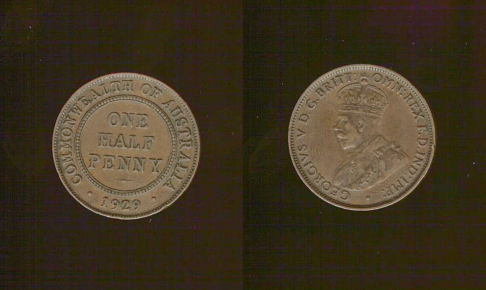 AUSTRALIE 1 demi penny Georges V 1929 TTB+
